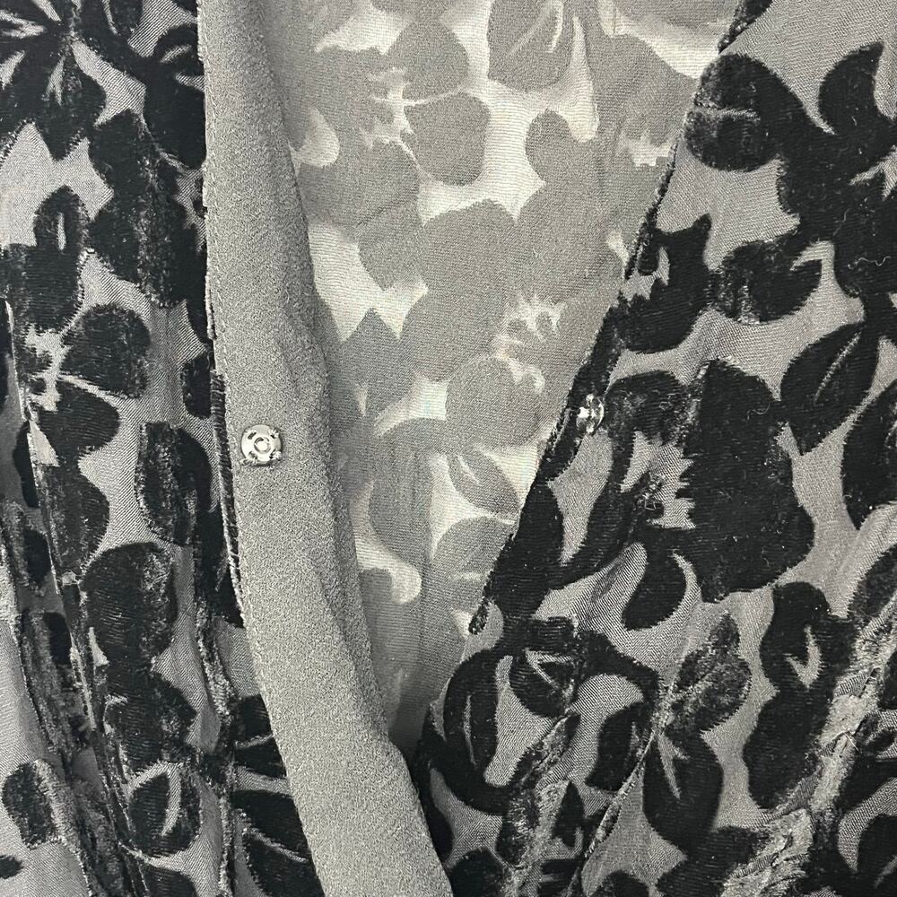 Mink Pink Black Floral Burnout Velvet Bodysuit Long Bell Sleeve Goth Romantic - Picture 5 of 10